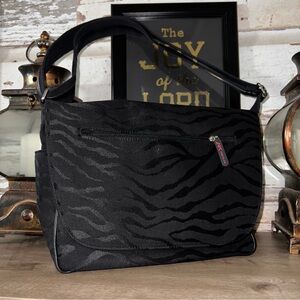 AK Adjustable Messenger Handbag Black Zebra Purse Bag